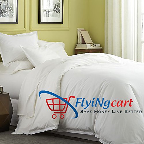 1000000003307 - 100 % EGYPTIAN COTTON 600 TC 3 PCS DUVET SET WHITE SOLID ALL SIZE BY FLYINGCART (TWIN)