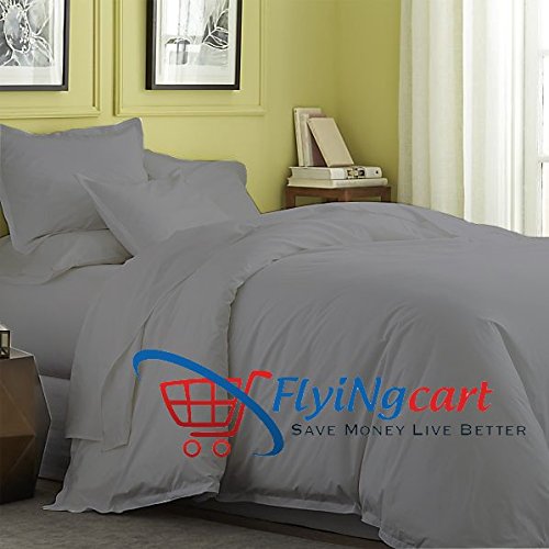 1000000006124 - FLYING CART EGYPTIAN COTTON 600 TC (3 PC DUVET SET) DARK GRAY SOLID ALL SIZE (TIWIN)