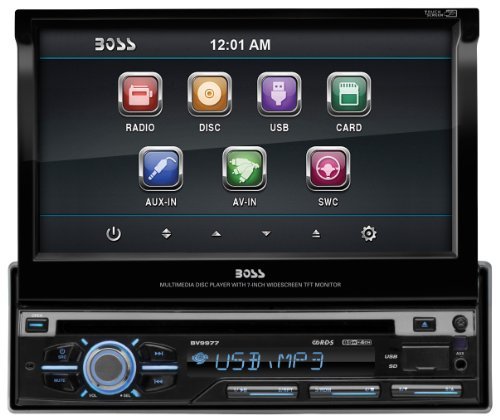 0100010959777 - BOSS AUDIO BV9977 SINGLE-DIN 7 INCH MOTORIZED TOUCHSCREEN DVD PLAYER RECEIVER, DETACHABLE FRONT PANEL, WIRELESS REMOTE