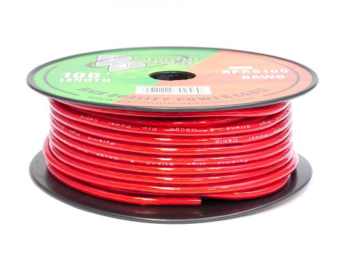 0100177377766 - PYRAMID RPR8100 8 GAUGE POWER WIRE 100 FEET OFC (CLEAR RED)
