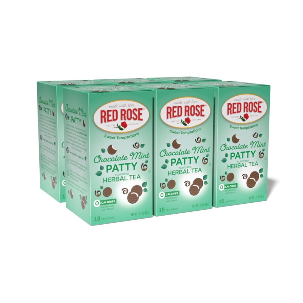 1002070000859 - RED ROSE SWEET TEMPTATIONS DESSERT TEA CHOCOLATE MINT PATTY, 18 COUNT PACK OF 6
