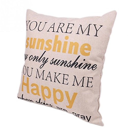 1010322434727 - YOU ARE MY SUNSHINE YOU MAKE ME HAPPY FASHION LETTER LINEN THROW PILLOW CASES HOME DECORATIVE CUSHION COVER SQUARE 45CMX45CM