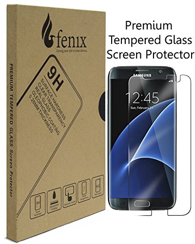 1014749855035 - S7 EDGE 9-H TEMPERED GLASS SCREEN PROTECTOR, FENIX ULTRA SLIM PROTECTIVE FILM CLEAR TRANSPARENCY OLEO-PHOBIC COATING ANTI-SCRATCH ANTI-FINGERPRINT AND ANTI-BUBBLE SHIELD FOR SAMSUNG GALAXY S7 EDGE