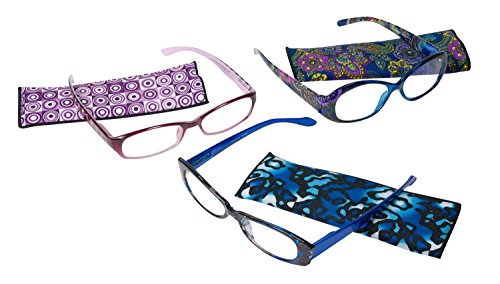 0010164522447 - LEADER 222101000 ROYALTY EYEGLASS PLASTIC READERS, INCLUDES 3 DIFFERENT READER STYLES, EACH WITH A SOFT CASE, +1.00 (PACK OF 3)