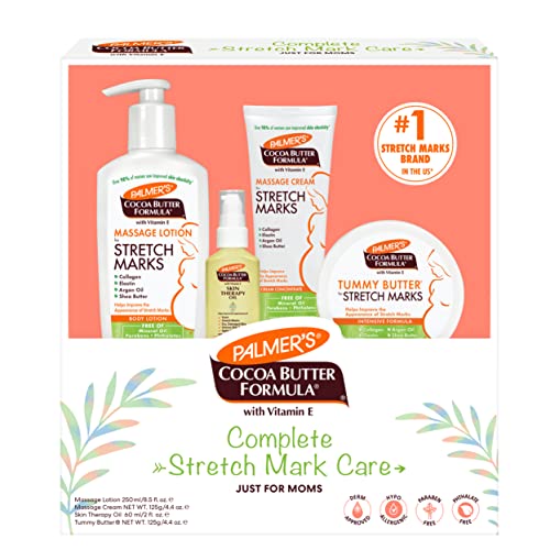 0010181041280 - PALMERS COCOA BUTTER FORMULA PREGNANCY SKIN CARE KIT FOR STRETCH MARKS AND SCARS, DERMATOLOGIST APPROVED, GIFT FOR MOM TO BE, 4 PIECE FULL SIZE SET