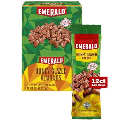 0010300894551 - EMERALD NUTS HONEY GLAZED ALMONDS 12 CT (1-PACK) | 1.25 OZ INDIVIDUAL SNACK TUBES | KOSHER DAIRY CERTIFIED, NON-GMO, CONTAINS NO ARTIFICIAL PRESERVATIVES, FLAVORS OR SYNTHETIC COLORS