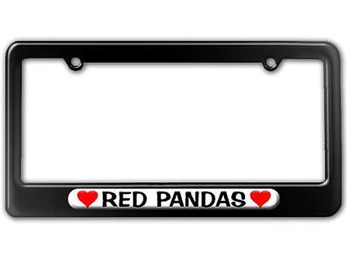 0010315192406 - RED PANDAS LOVE WITH HEARTS LICENSE PLATE TAG FRAME