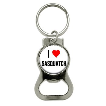 0010315208121 - GRAPHICS AND MORE I LOVE HEART SASQUATCH BOTTLE CAP OPENER KEYCHAIN (KB0441)