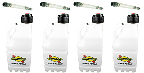 0010315607498 - 4 PACK SUNOCO 5 GALLON CLEAR RACE UTILITY JUGS AND 4 DELUXE FILLER HOSES
