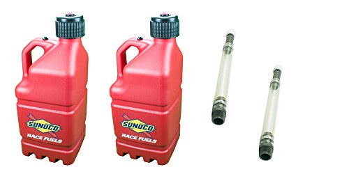 0010315607542 - 2 PACK SUNOCO 5 GALLON RED RACE UTILITY JUGS AND 2 DELUXE FILLER HOSES