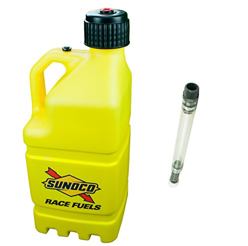 0010315615639 - SUNOCO RACE FUELS 5 GALLON RACING UTILITY JUG WITH DELUXE FILLER HOSE KIT - YELLOW - MADE IN THE USA