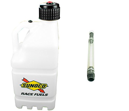 0010315615646 - SUNOCO RACE FUELS 5 GALLON RACING UTILITY JUG WITH DELUXE FILLER HOSE KIT - CLEAR - MADE IN THE USA