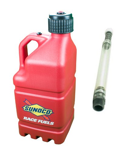 0010315615653 - SUNOCO RACE FUELS 5 GALLON RACING UTILITY JUG WITH DELUXE FILLER HOSE KIT - RED - MADE IN THE USA