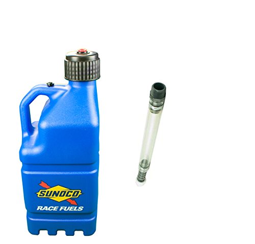 0010315615660 - SUNOCO RACE FUELS 5 GALLON RACING UTILITY JUG WITH DELUXE FILLER HOSE KIT - BLUE - MADE IN THE USA