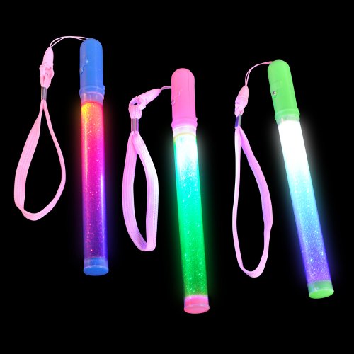 0010315823218 - FLASHING GLITTER GLOW STICK WAND (PACKAGE OF 12) ASSORTED COLORS