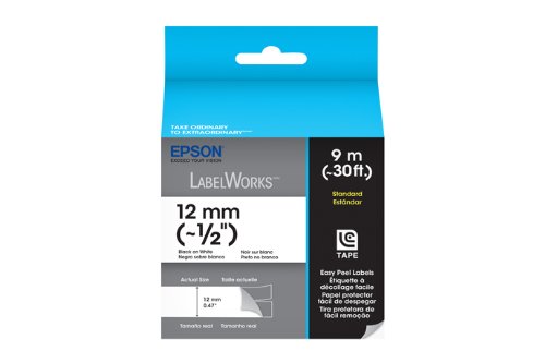 0010343885509 - EPSON LABELWORKS STANDARD TAPE CARTRIDGE (BLACK ON WHITE) (~1/2 INCH, ~30 FEET) (LC-4WBN9)