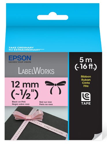 0010343907478 - EPSON LABELWORKS RIBBON LC CARTRIDGE 1/2-INCH BLACK ON PINK (LC-4PBK5)