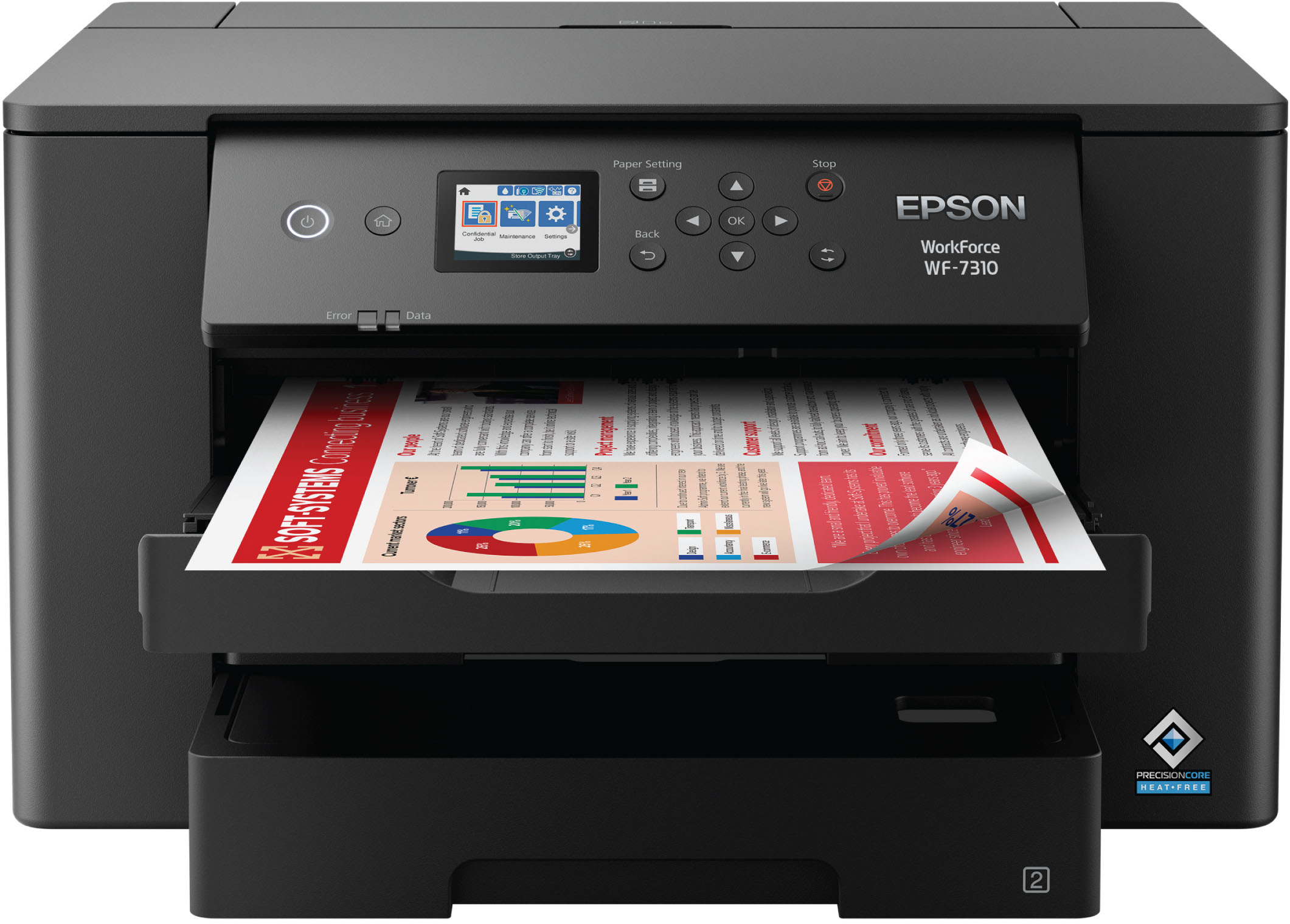0010343962897 - EPSON WORKFORCE PRO WF-7310 WIRELESS WIDE-FORMAT PRINTER WITH PRINT UP TO 13 X 19, AUTO 2-SIDED PRINTING UP TO 11 X 17, 500-SHEET CAPACITY, 2.4 COLOR DISPLAY, EPSON SMART PANEL APP