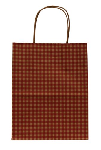 0010346002910 - PREMIER PACKAGING AMZ-261185 15 COUNT GINGHAM SHOPPING BAG, 8 BY 4.75 BY 10.5-INCH, RED