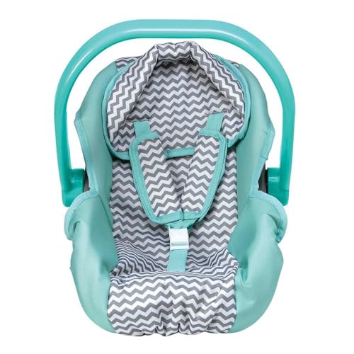 0010475068122 - ADORA CREATIVE ZIG ZAG BABY DOLL CAR SEAT CARRIER REMOVABLE COVER, MACHINE WASHABLE AND FITS MOST DOLLS & PLUSH ANIMALS UP TO 20”, BIRTHDAY GIFT FOR CHILDREN AGES 2 AND UP - GREEN MINT (GREEN HANDLE)