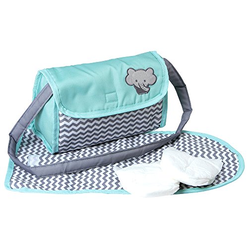 0010475217643 - ADORA BABY DOLL ZIG ZAG DIAPER BAG ACCESSORIES CHANGING SET GENDER NEUTRAL TEAL PATTERN DESIGN FOR KIDS 3 YEARS & UP