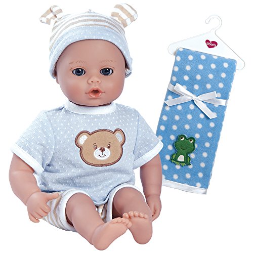 0010475240016 - ADORA PLAYTIME BEARY BLUE WASHABLE SOFT CUDDLY BODY PLAY BABY DOLL WITH POLKA DOT FLEECE BLANKET BUNDLE, 13