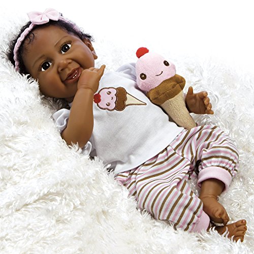 0010475315998 - PARADISE GALLERIES AFRICAN AMERICAN REALISTIC BABY DOLL SWEET CHERRY BLACK EYES, 19 SILICONE LIKE FLEX TOUCH VINYL
