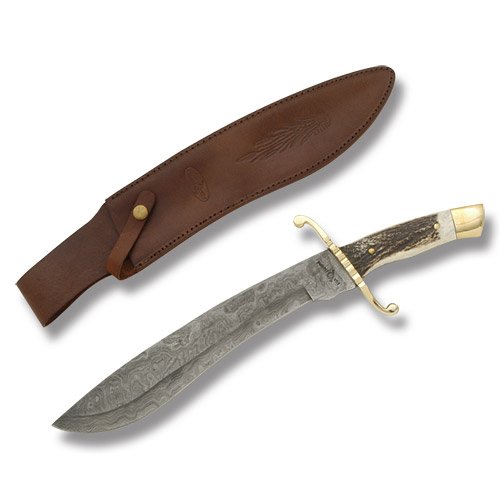 0010577482444 - FOX-N-HOUND 17-1/4 DAMASCUS BOWIE WITH GENUINE STAG HANDLE