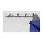 0010591800781 - STRATFORD WOOD RACK WHITE WITH 4 DOUBLE SATIN NICKEL HOOKS