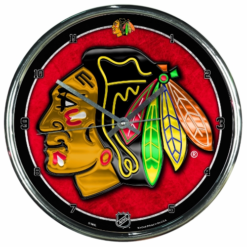 0010943278206 - NHL CHICAGO BLACKHAWKS CHROME CLOCK