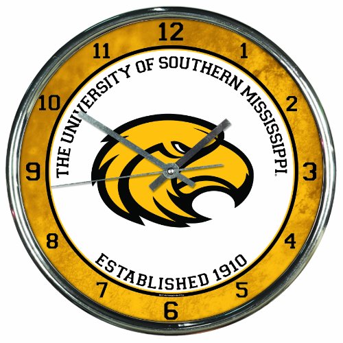 0010943280384 - NCAA SOUTHERN MISS GOLDEN EAGLES CHROME CLOCK