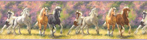 0010976940422 - CHESAPEAKE GIR94042B BORN TO RUN WILD HORSE PORTRAIT WALLPAPER BORDER, BROWN