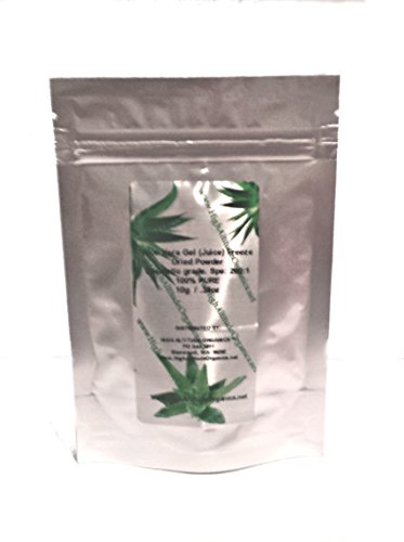 0011110884060 - 100% PURE ALOE VERA GEL JUICE FREEZE-DRIED POWDER -10G/.35OZ MAKES 70 FL OZ OF LIQUID JUICE-HIGHLY CONCENTRATED 200:1 - MAKE YOUR OWN - ALOE VERA GEL- FRESH EVERY TIME! - COSMETIC GRADE - BY HIGH ALTITUDE ORGANICS