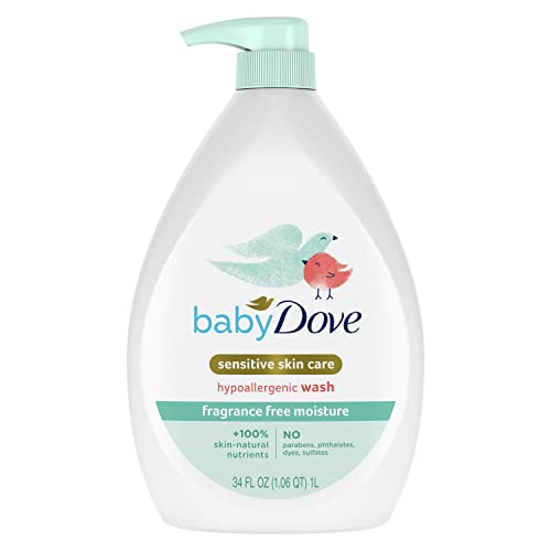 0011111044609 - BABY DOVE SENSITIVE SKIN CARE BABY WASH FOR BABY BATH TIME FRAGRANCE FREE MOISTURE FRAGRANCE FREE AND HYPOALLERGENIC, WASHES AWAY BACTERIA 34 OZ