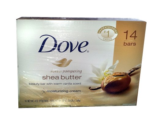 0011111383746 - DOVE PURELY PAMPERING SHEA BUTTER WARM VANILLA SCENTED BEAUTY BAR - 14 BARS