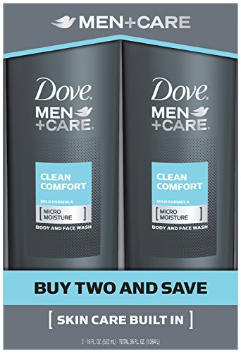 0011111455429 - DOVE MEN+CARE BODY AND FACE WASH, CLEAN COMFORT 18 OZ, TWIN PACK