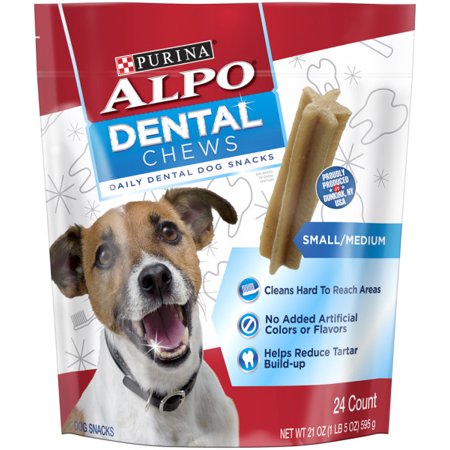 0011132171346 - PURINA ALPO SMALL/MEDIUM DOG DENTAL CHEWS DOG SNACKS 24 CT. POUCH
