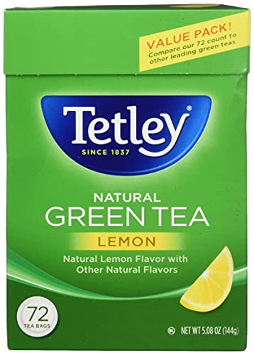 0011156059279 - TETLEY NATURAL GREEN TEA WITH LEMON, 72 COUNT