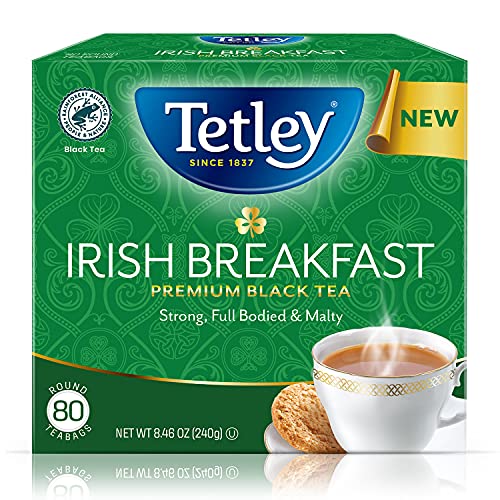 0011156060343 - TETLEY IRISH BREAKFAST PREMIUM BLACK TEA, 80 TEA BAGS, RAINFOREST ALLIANCE CERTIFIED