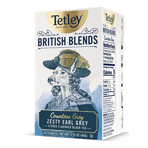 0011156060374 - TETLEY BRITISH BLENDS, COURTESS GREY, ZESTY EARL GREY BLACK TEA, 20 TEA BAGS
