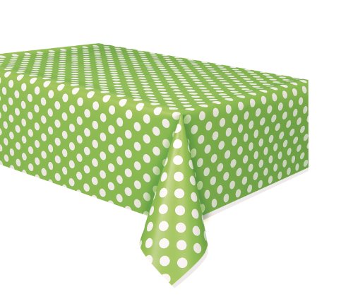 0111781208179 - GREEN POLKA DOT PLASTIC TABLE COVER, 54 BY 108-INCH