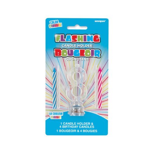 0011179375387 - UNIQUE COLOR CHANGING FLASHING NUMBER 8 BIRTHDAY CANDLE HOLDER-1 CANDLE HOLDER &