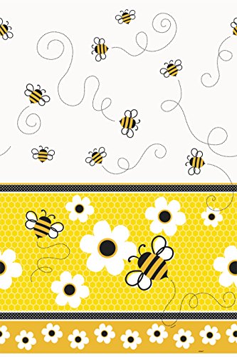 0011179434237 - BUMBLE BEE PLASTIC TABLECLOTH, 84 X 54