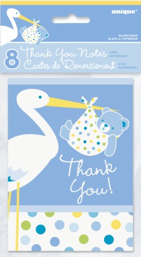 0011179471751 - BLUE STORK BABY SHOWER THANK YOU NOTES, 8CT