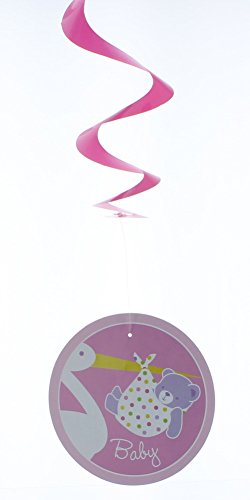 0011179471997 - 26 HANGING PINK STORK BABY SHOWER DECORATIONS, 3CT