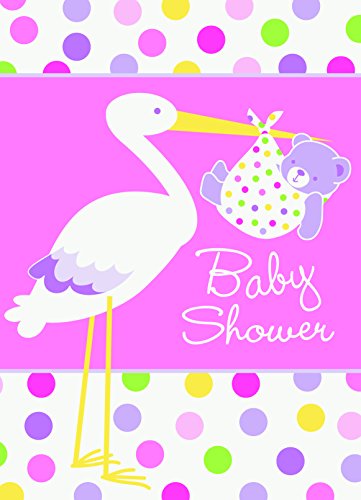 0011179472147 - PINK STORK BABY SHOWER INVITATIONS, 8CT