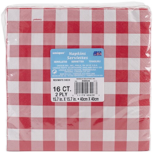 0011179484263 - RED AND WHITE CHECKERED DINNER NAPKINS, 16CT