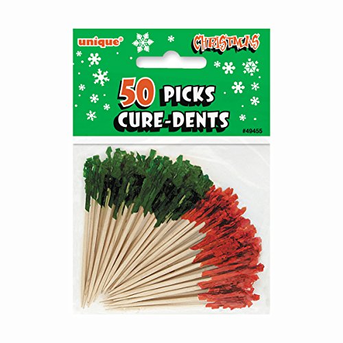 0011179494552 - RED & GREEN CHRISTMAS FRILL TOOTHPICKS 50CT
