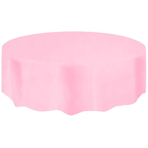 0011179500246 - ROUND PLASTIC TABLE COVER, 84-INCH, LIGHT PINK