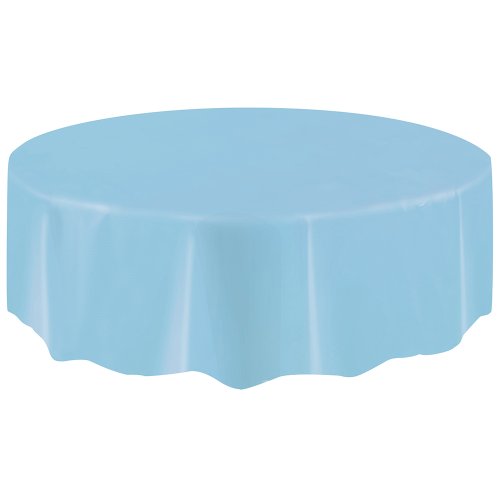 0011179500277 - BABY BLUE PLASTIC TABLE COVER ROUND 84